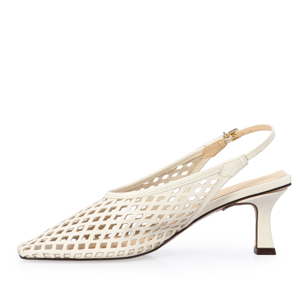 SCARPIN SLINGBACK BRANCO DUNA DE COURO VAZADO image number 2