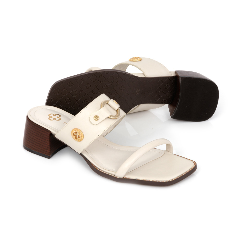 MULE BEGE DE COURO BICO QUADRADO image number 3