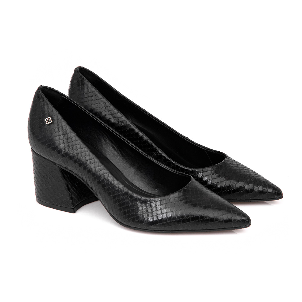SCARPIN PRETO PITONE SALTO BLOCO DE COURO image number 1