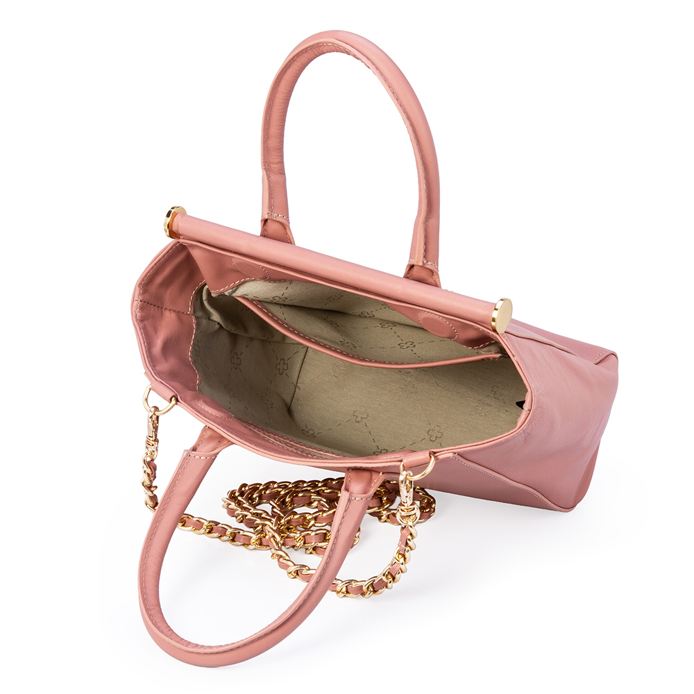 BOLSA TOTE DE COURO ROSA image number 4