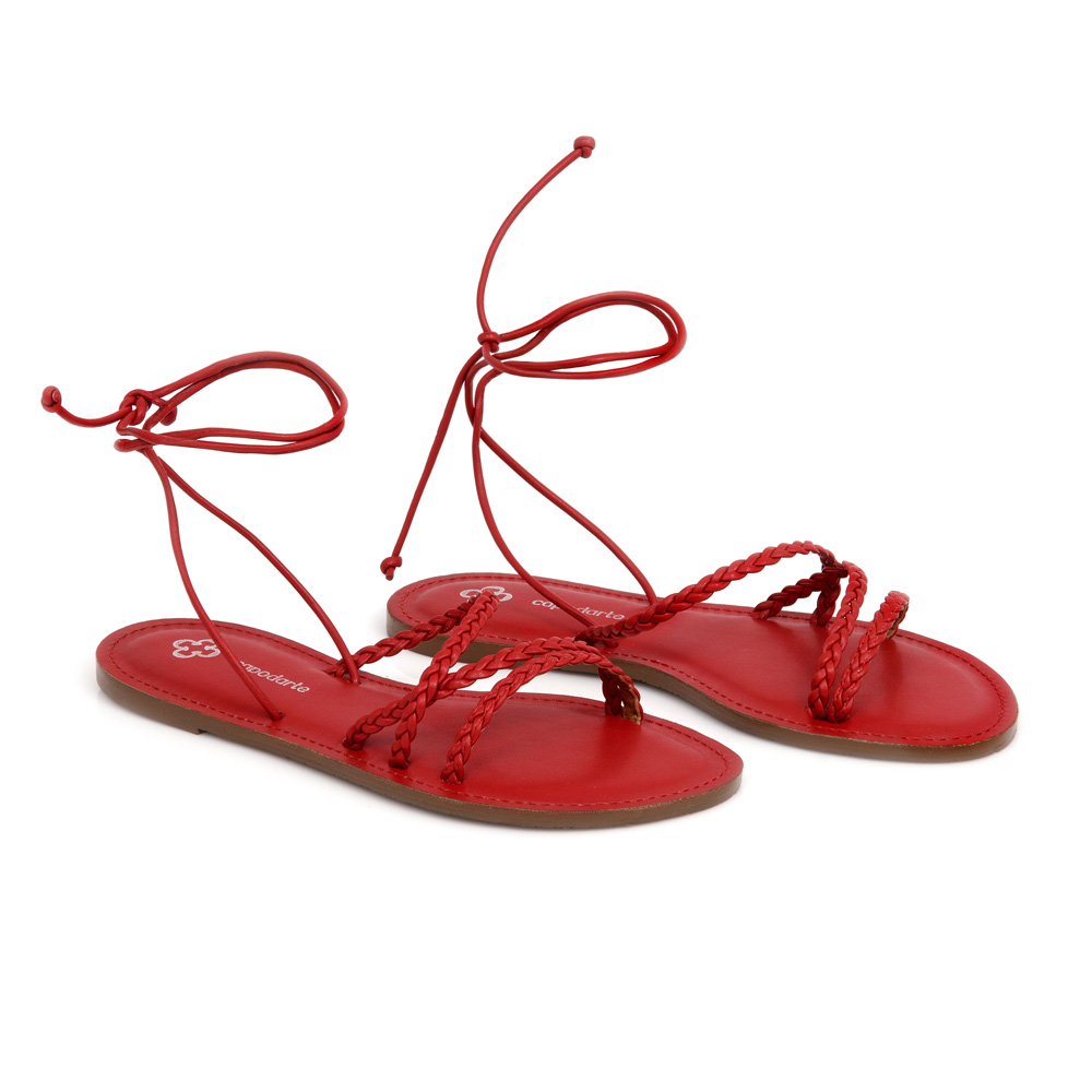 SANDÁLIA RASTEIRA VERMELHA MERLOT AMARRAÇÃO TRANÇADA image number 1