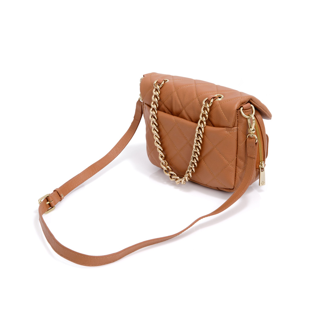 BOLSA TIRACOLO CARAMELO DE COURO MATELASS&Ecirc; image number 2