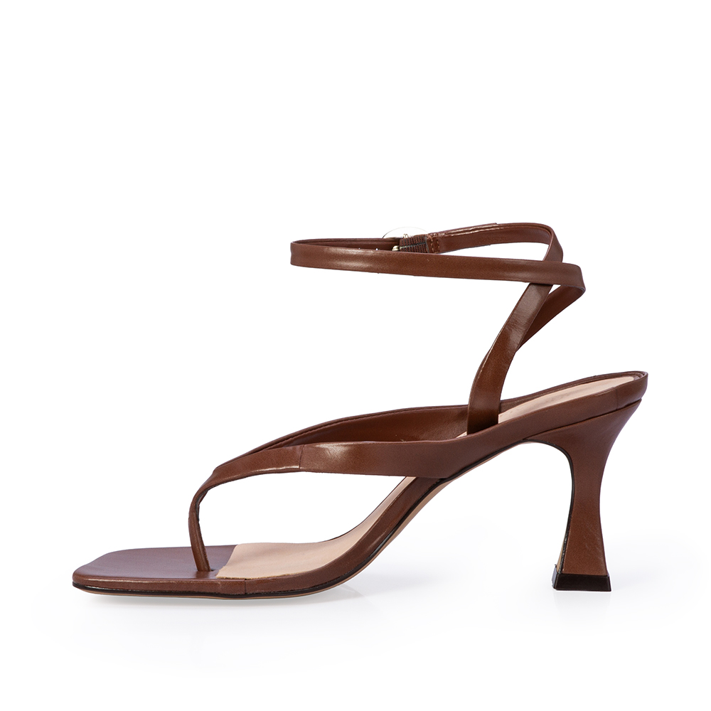 SAND&Aacute;LIA BICO QUADRADO MARROM &Eacute;BANO DE COURO image number 2