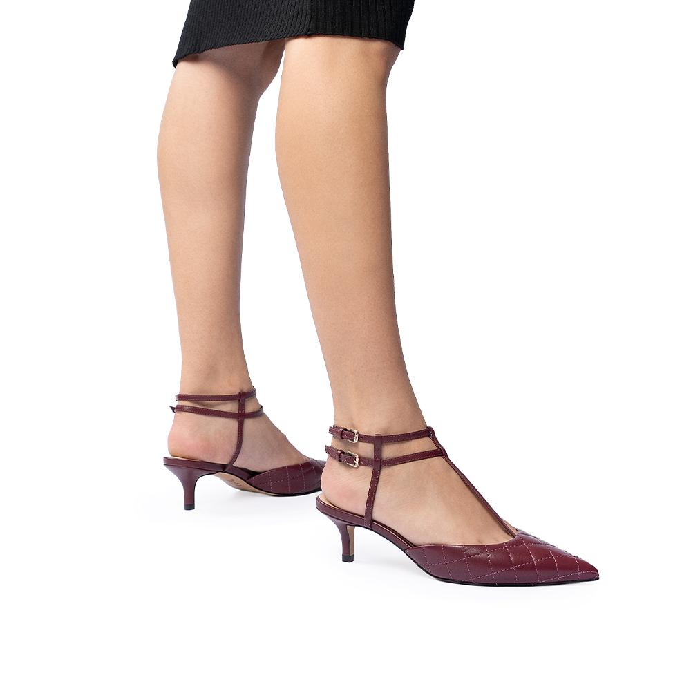 SCARPIN SLINGBACK DE COURO BORD&Ocirc; MATELASS&Ecirc; image number 1