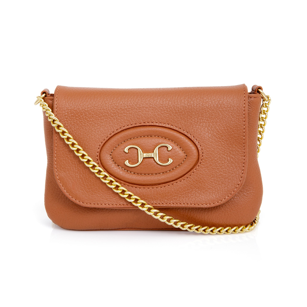 BOLSA PEQUENA CARAMELO DE COURO AL&Ccedil;A CORRENTE image number 0