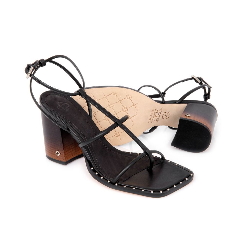 SAND&Aacute;LIA PRETA SALTO ALTO BLOCO DE COURO image number 3