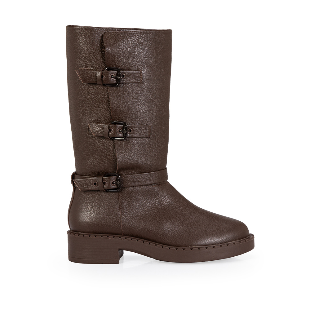 BOTA MARROM CANO LONGO FIVELAS COURO image number 0