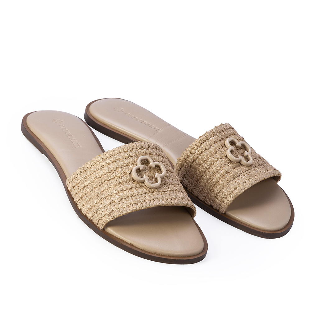 CHINELO SLIDE NUDE SEDA TRAMADO image number 1
