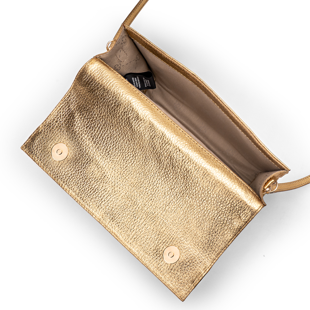 BOLSA TIRACOLO DOURADA METALIZADA DE COURO SHOULDER BAG image number 4
