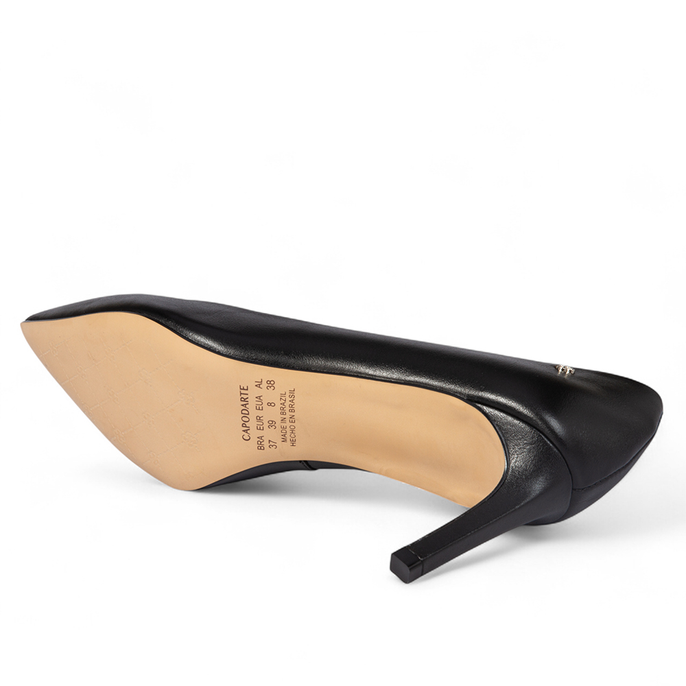 SCARPIN SALTO ALTO PRETO DE COURO image number 3