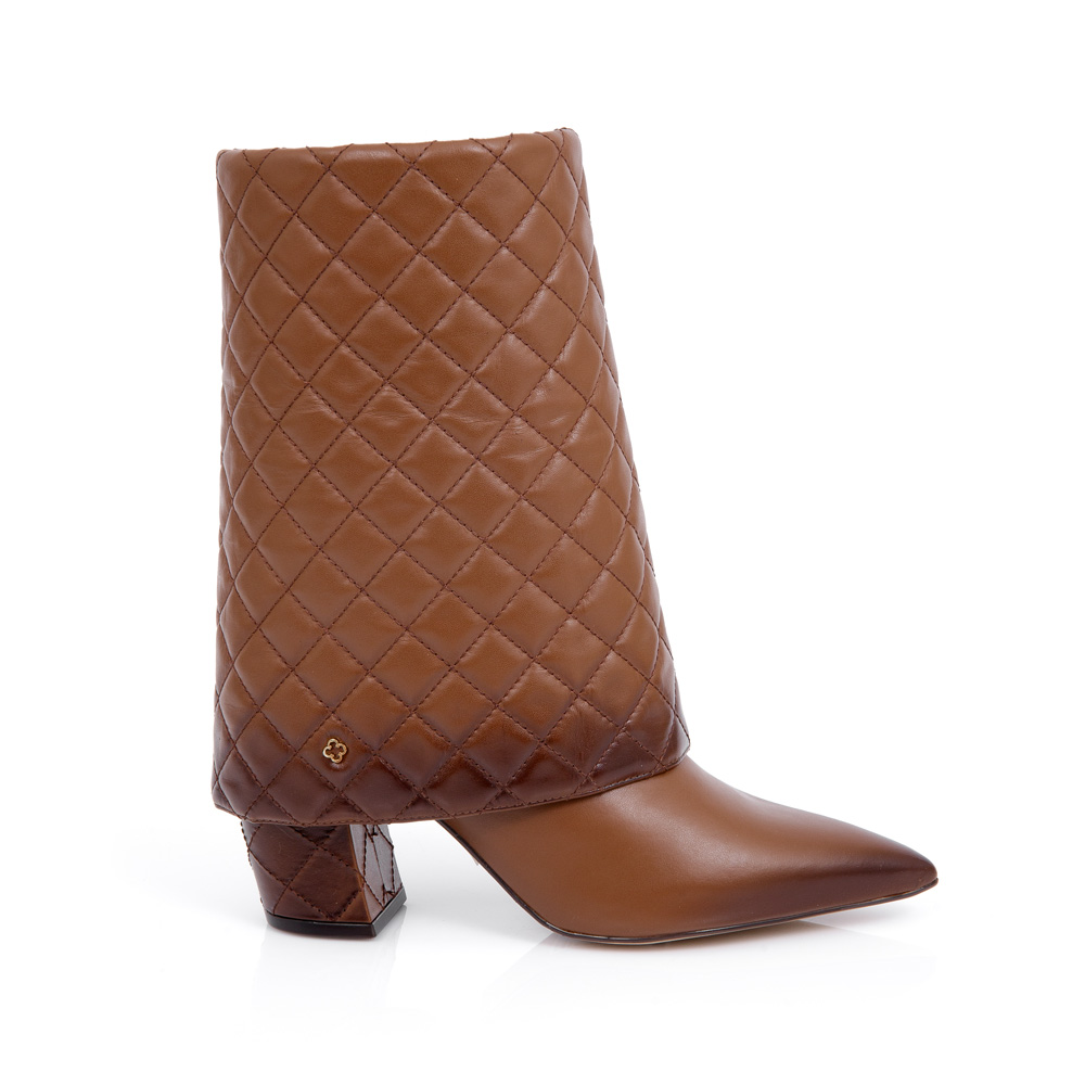 BOTA BICO FINO CARAMELO DE COURO MATELASS&Ecirc; image number 0