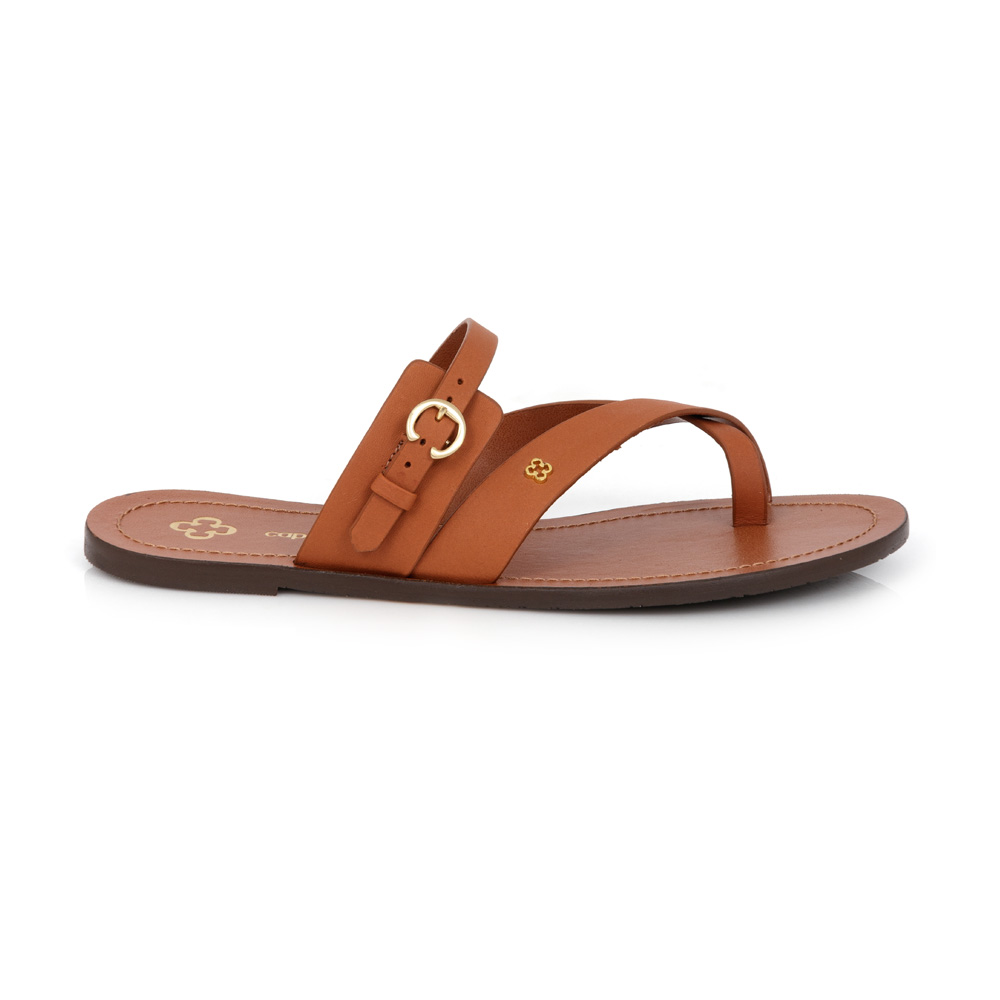 CHINELO RASTEIRA CARAMELO DE COURO TIRAS Capodarte