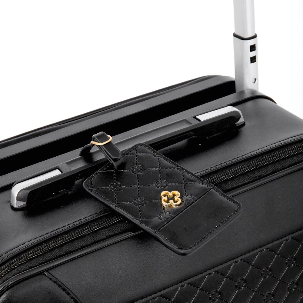 MALA DE BORDO 4 RODAS 360° PRETA MONOGRAMA + TAG IDENTIFICAÇÃO image number 4