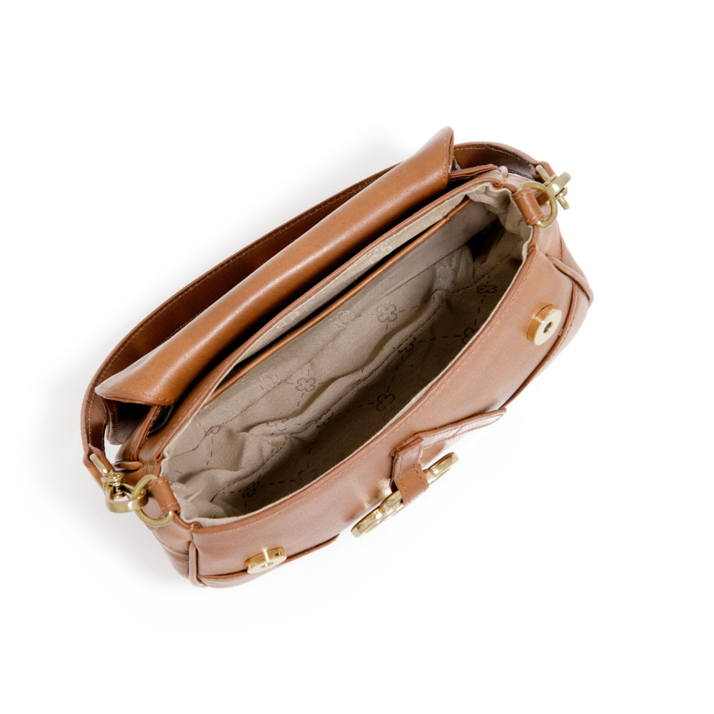 BOLSA TIRACOLO DE COURO CARAMELO MOGNO image number 4