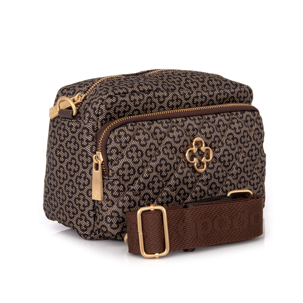 BOLSA POCHETE BEGE E CAFÉ MONOGRAMA image number 4