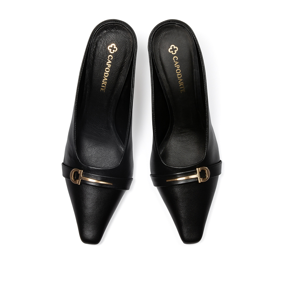 MULE SALTO ALTO PRETA DE COURO BRID&Atilde;O image number 4