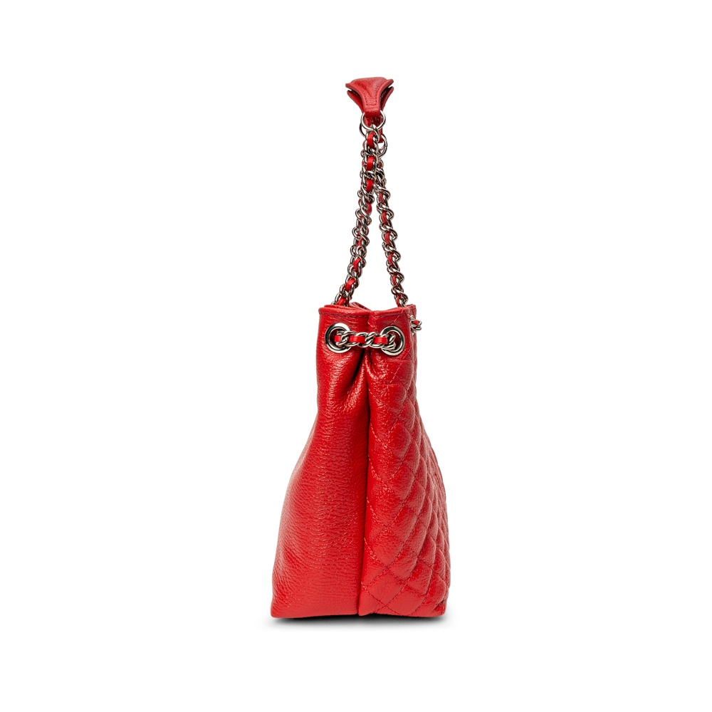 BOLSA MÉDIA VERMELHA RUBI  DE COURO MATELASSÊ CARINA image number 1