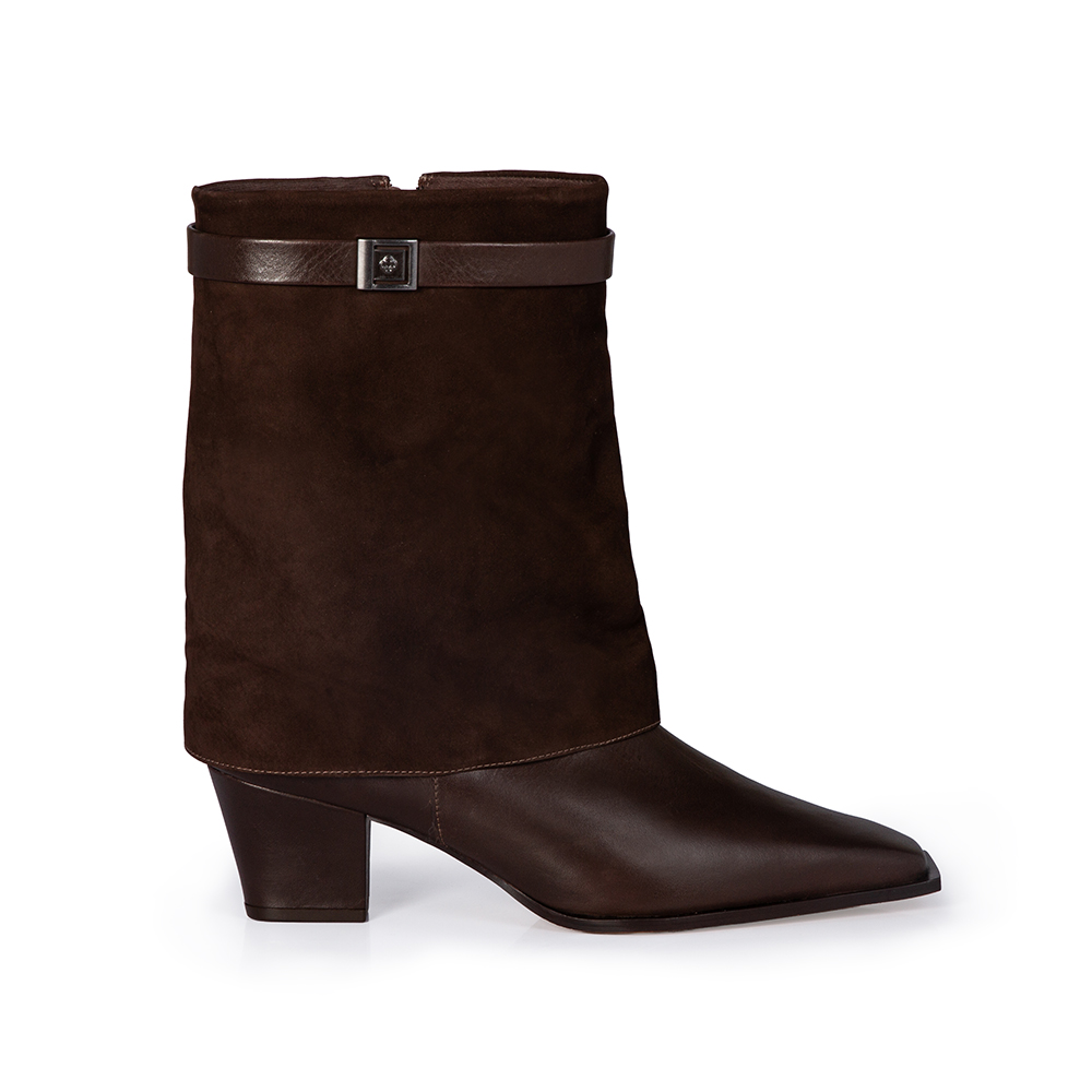 BOTA CANO M&Eacute;DIO MARROM DE COURO NOBUCK image number 0