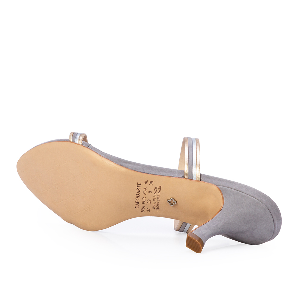 SANDÁLIA SALTO MÉDIO PRATEADA DE COURO image number 3