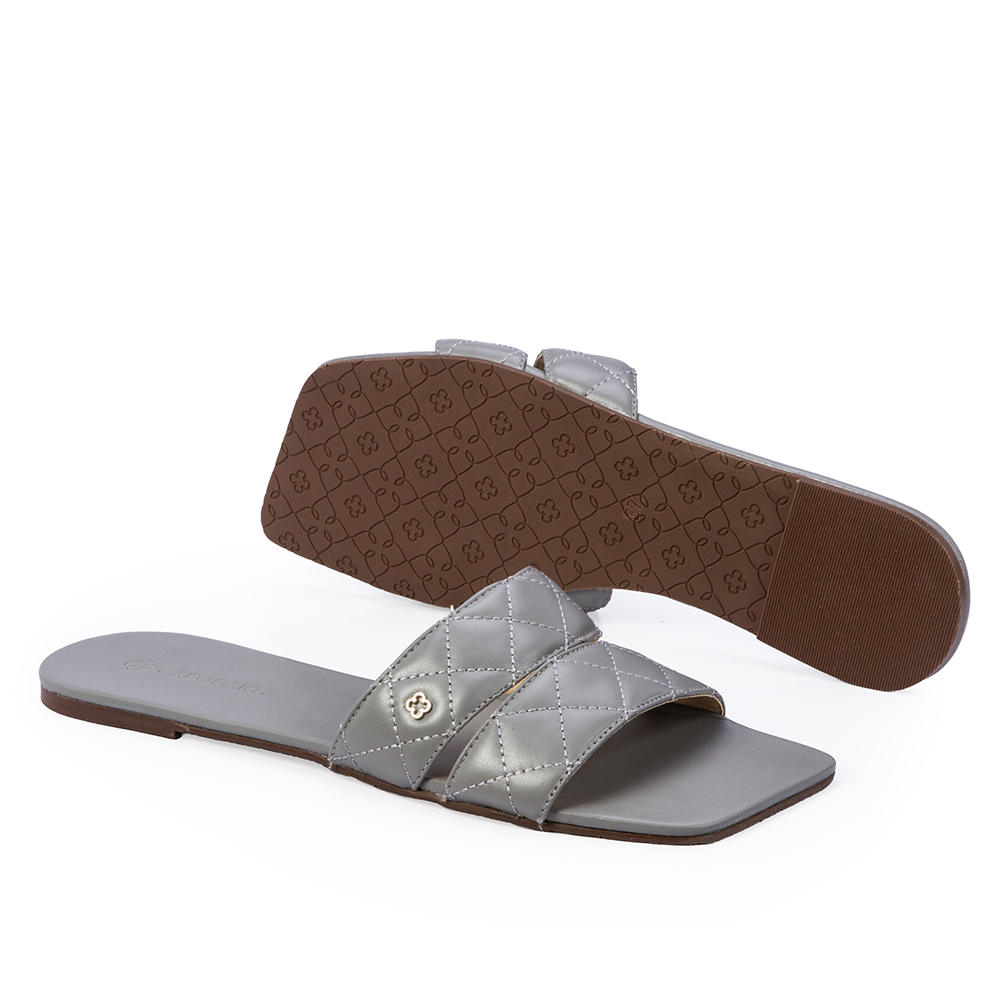 CHINELO RASTEIRO CINZA CARBONO DE COURO MATELASS&Ecirc; image number 3