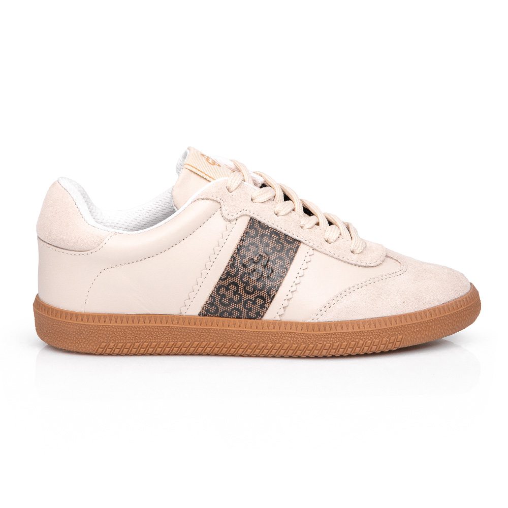 TÊNIS FEMININO DE COURO MARFIM MONOGRAMA AMARRAÇÃO image number 0