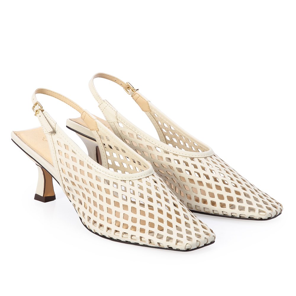 SCARPIN SLINGBACK BRANCO DUNA DE COURO VAZADO image number 1