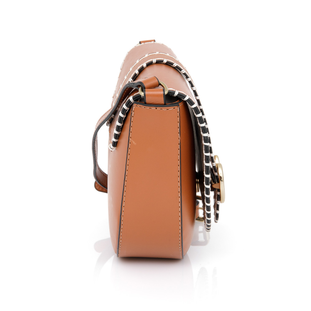 BOLSA TRANSVERSAL COURO CARAMELO image number 1