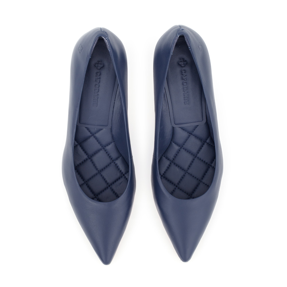 SCARPIN BICO FINO DE COURO MARINHO AZZURRO image number 4