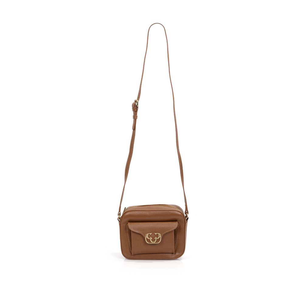 BOLSA PEQUENA TIRACOLO SHOULDER BAG DE COURO CARAMELO image number 3