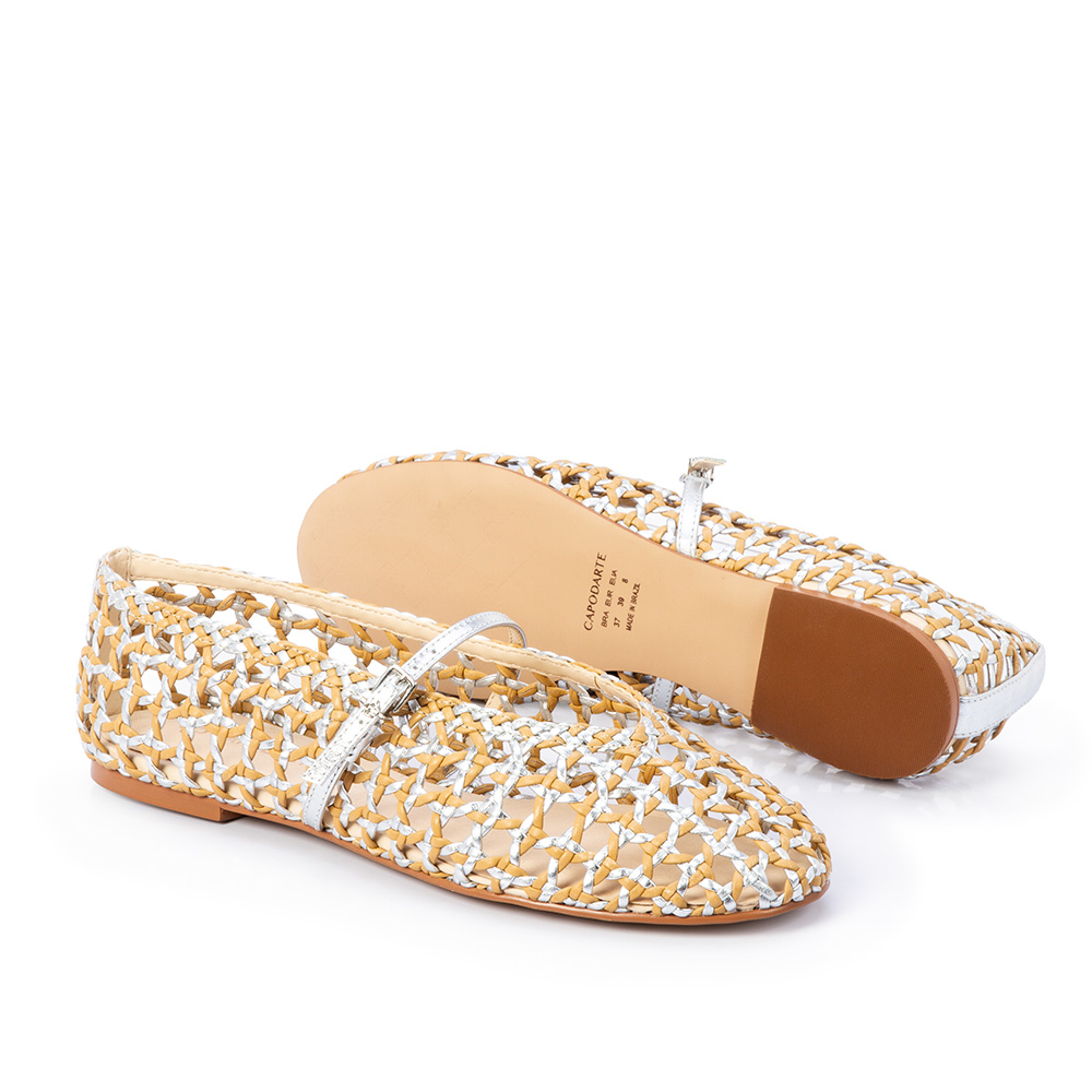 SAPATILHA BEGE SAVANA DE COURO TRAMADO image number 3