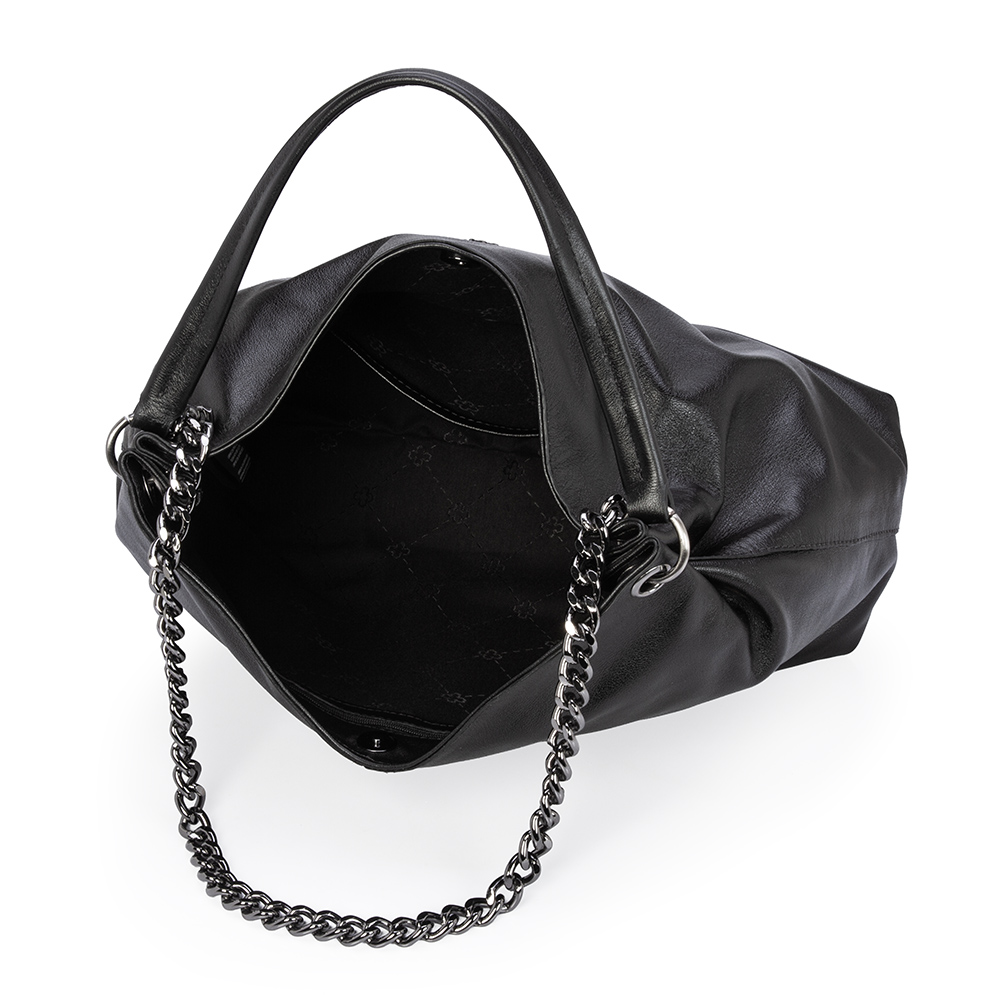 BOLSA GRANDE PRETA DE COURO HOBO image number 4