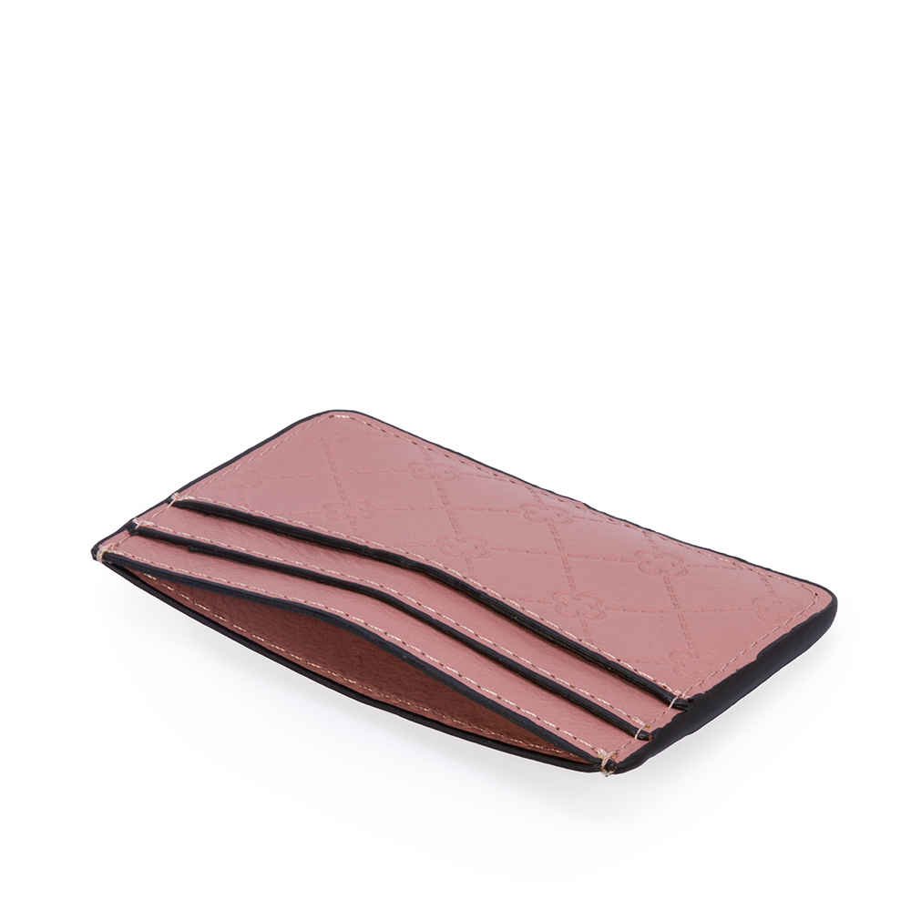 PORTA CART&Atilde;O ROSA MALVA DE COURO MONOGRAMA image number 3