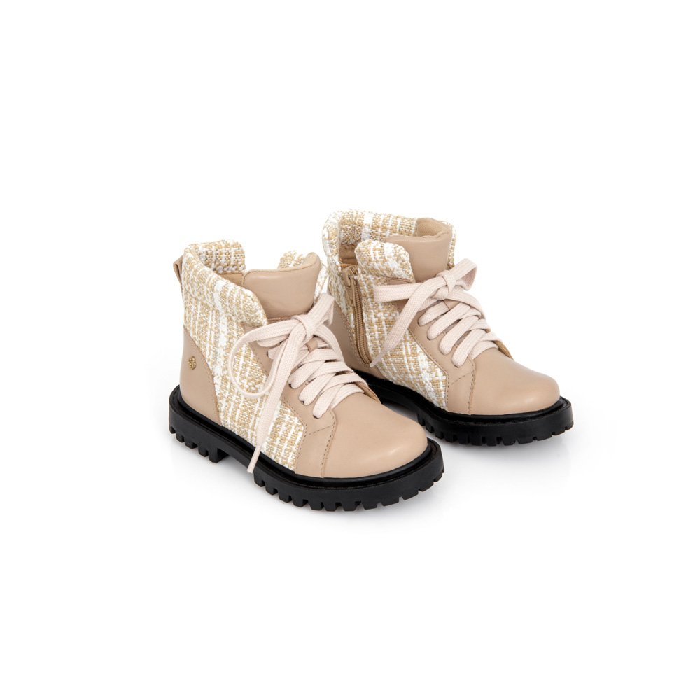 BOTA INFANTIL DE COURO NUDE SEDA TWEED TRATORADA image number 1