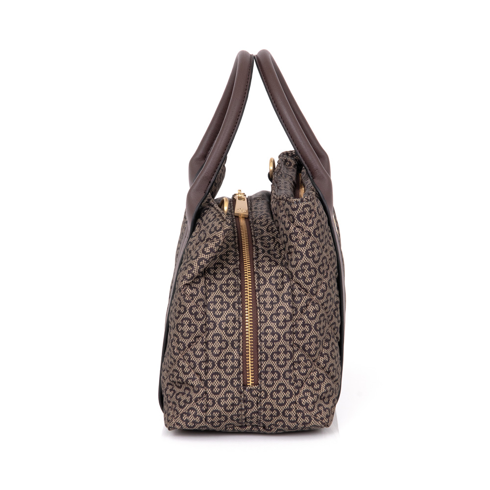 BOLSA TOTE BEGE E CAFÉ MONOGRAMA MÉDIA image number 1