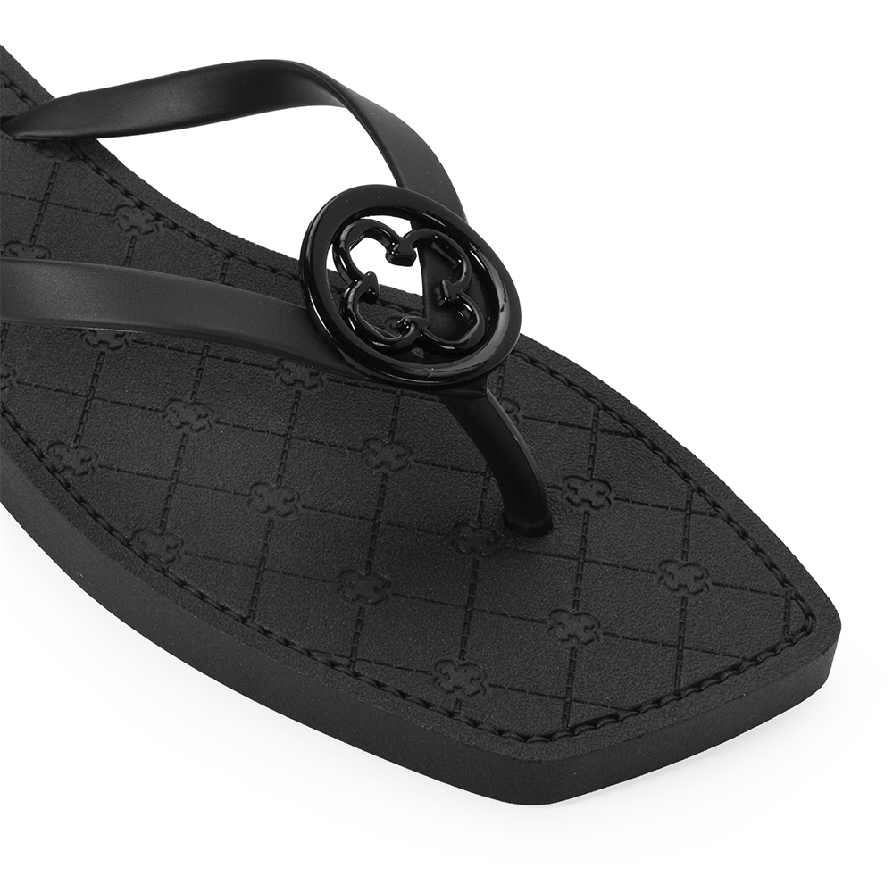 CHINELO BICO QUADRADO PRETO MONOGRAMA image number 2