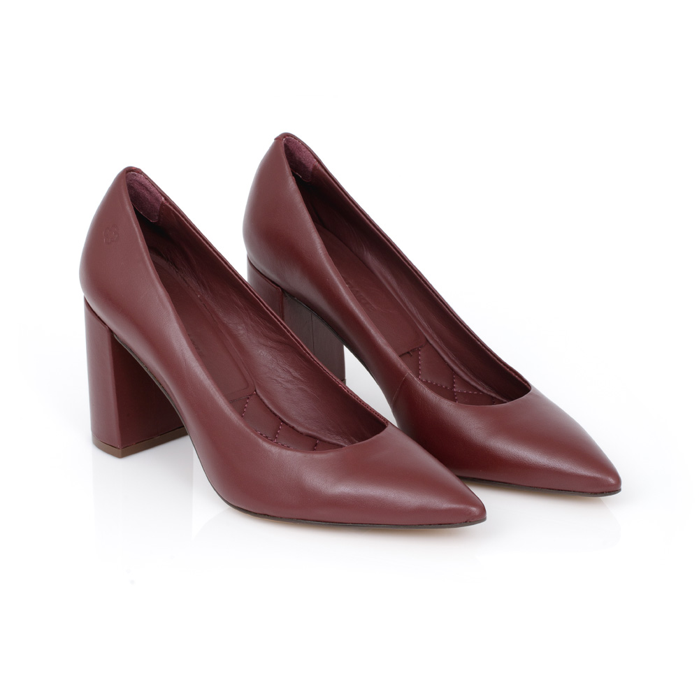 SCARPIN SALTO BLOCO COURO BORD&Ocirc; image number 1