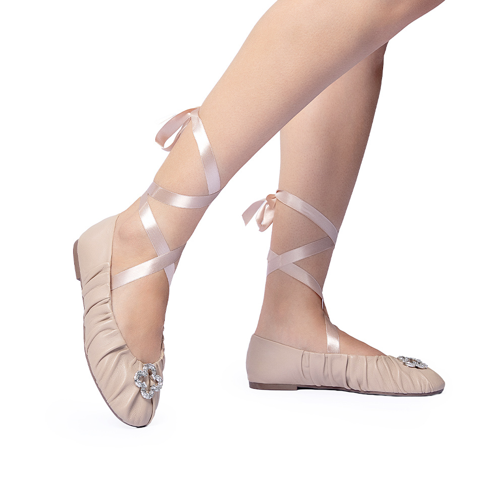 SAPATILHA BAILARINA NUDE SEDA DE COURO image number 1