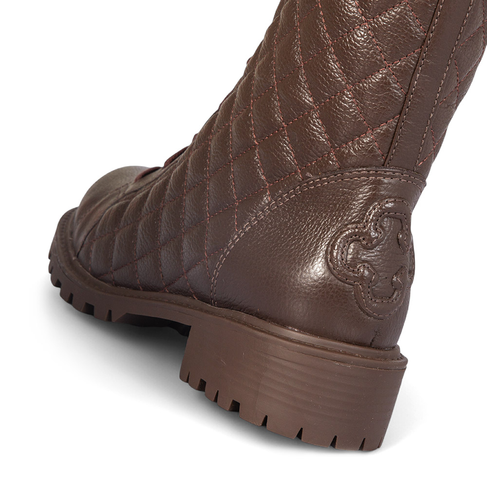BOTA COTURNO CARAMELO TOBACCO DE COURO MATELASSÊ image number 4