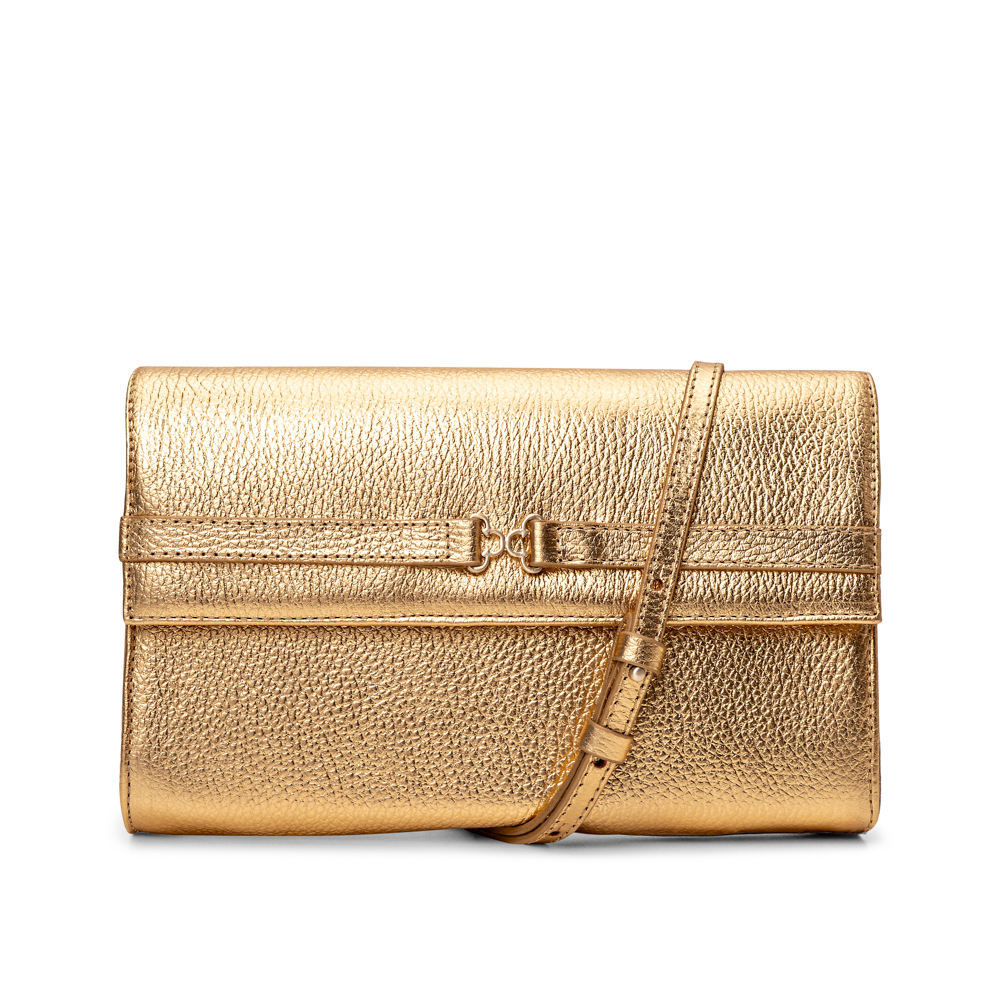 BOLSA TIRACOLO DOURADA METALIZADA DE COURO SHOULDER BAG image number 0