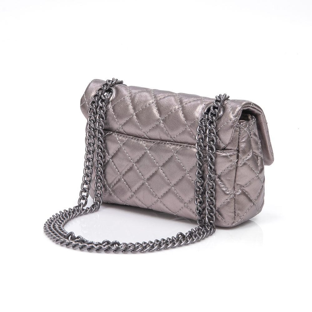 BOLSA PEQUENA COURO CINZA ALÇA CORRENTE OLIVIA image number 2