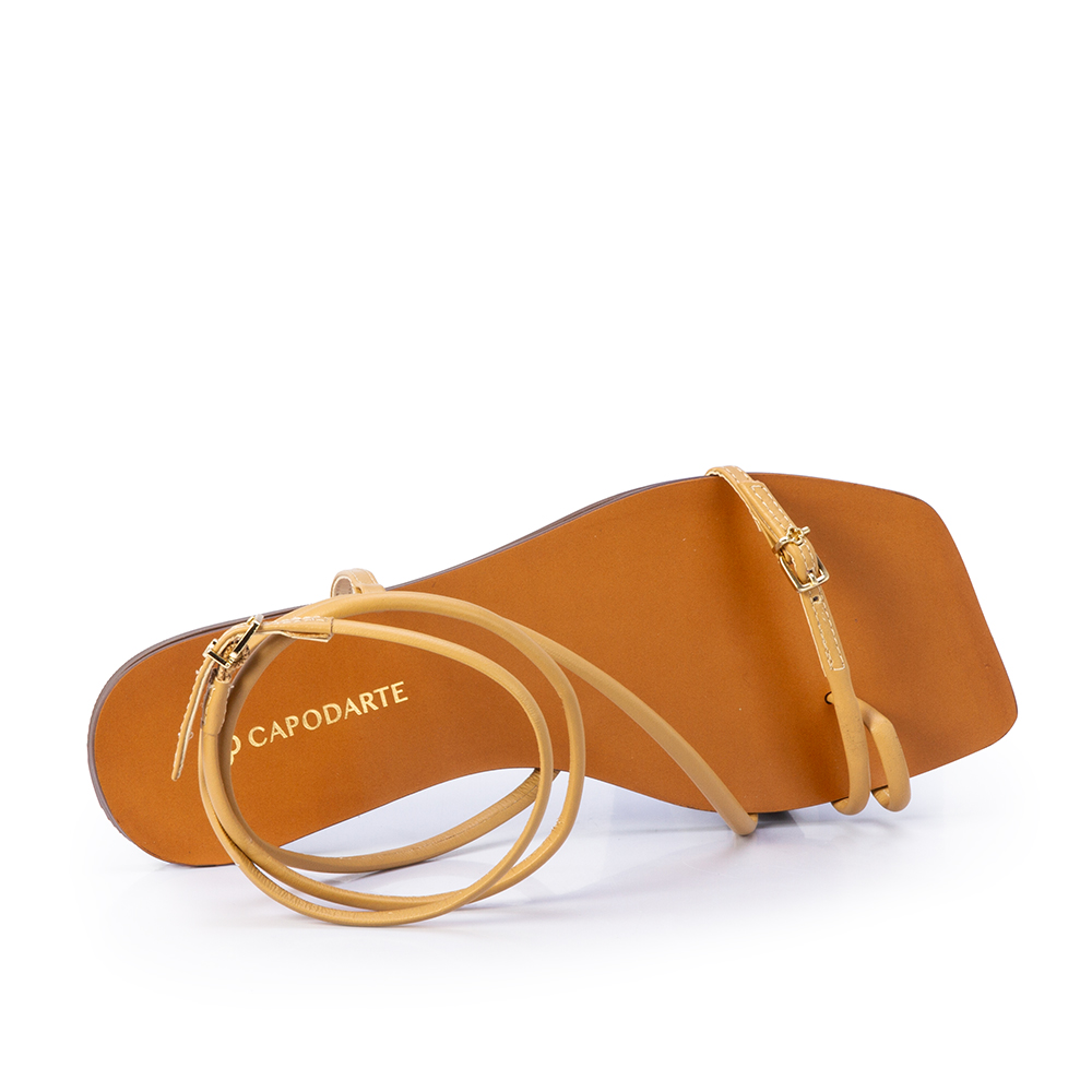 SAND&Aacute;LIA RASTEIRA BEGE SAVANA DE COURO BICO QUADRADO image number 4