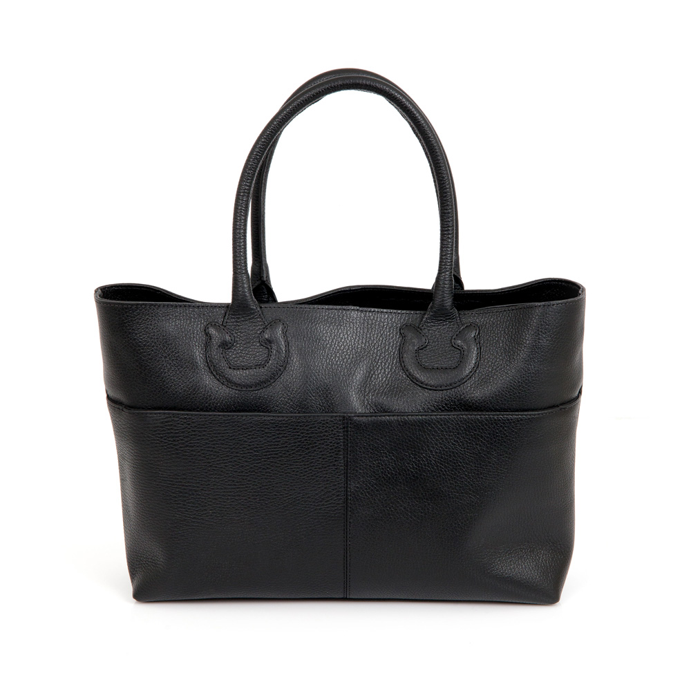 BOLSA SHOPPER PRETA DE COURO image number 3