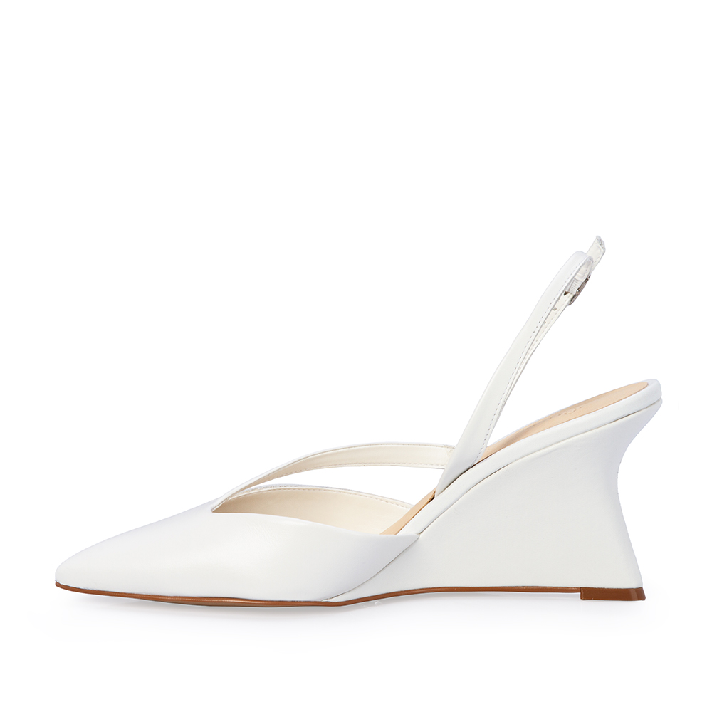 SCARPIN SLINGBACK BRANCO COURO SALTO ANABELA image number 2