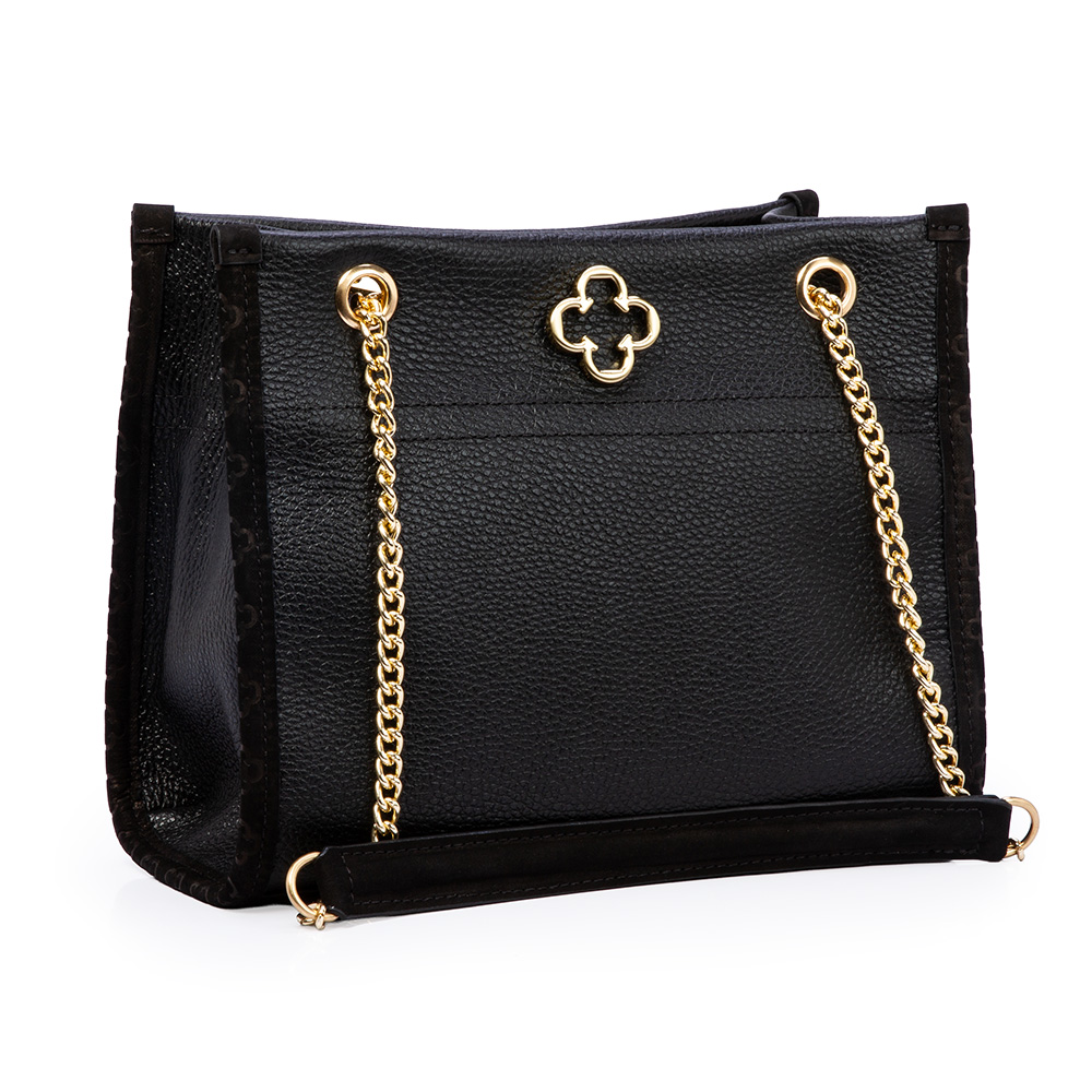 BOLSA M&Eacute;DIA COURO NOBUCK PRETA SHOULDER BAG image number 3