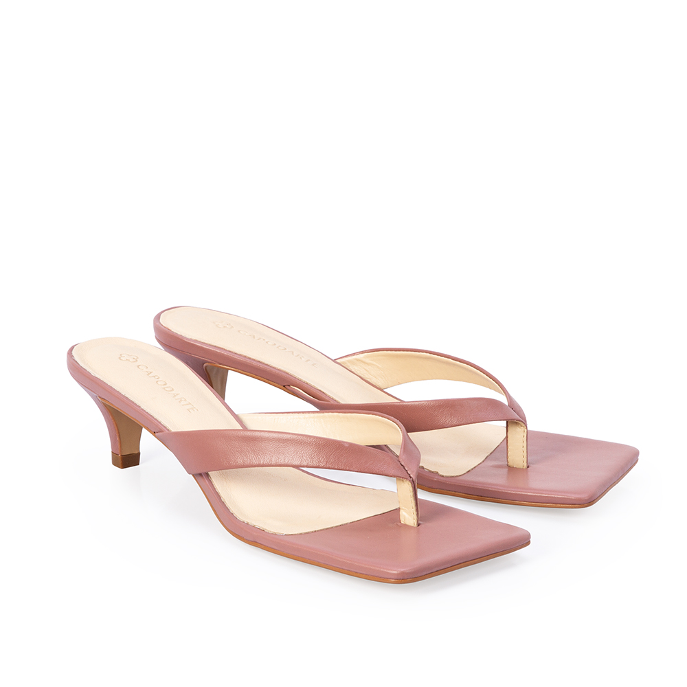 MULE BICO QUADRADO ROSA MALVA DE COURO image number 1