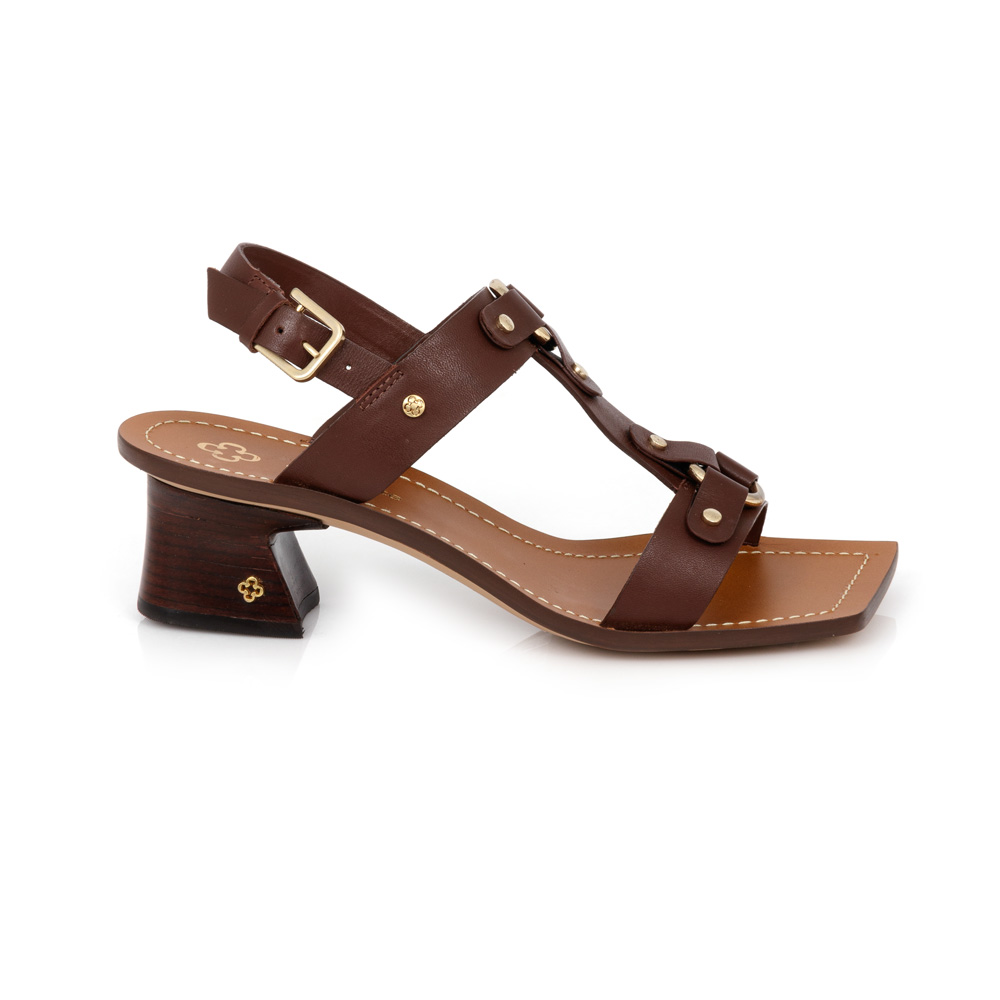 SANDÁLIA MARROM SALTO MÉDIO BICO QUADRADO image number 0