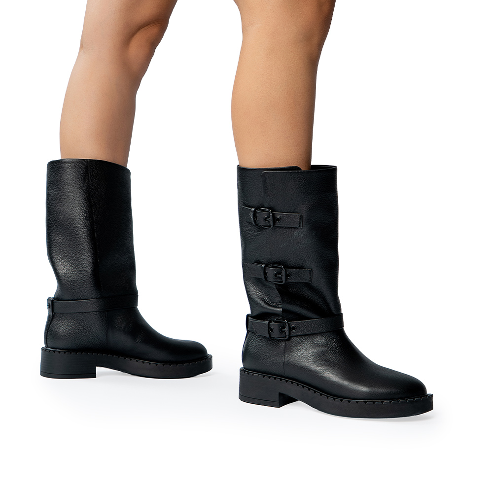 BOTA PRETA CANO LONGO FIVELAS COURO image number 1