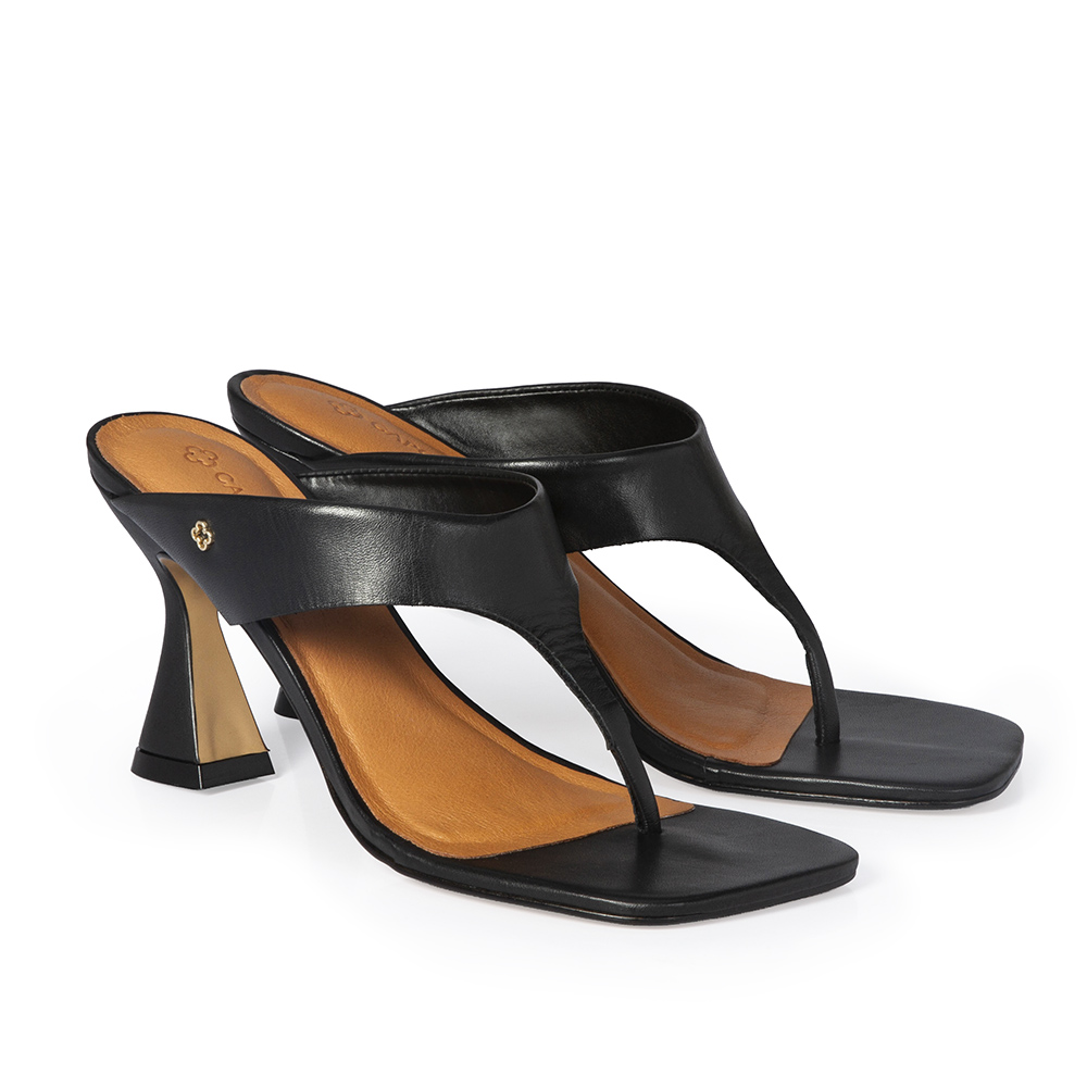 MULE DE COURO SALTO ALTO PRETO image number 1