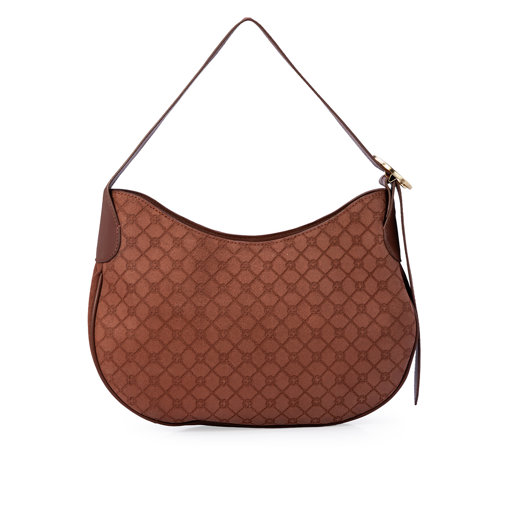 BOLSA M&Eacute;DIA MARROM &Eacute;BANO DE COURO HOBO image number 2