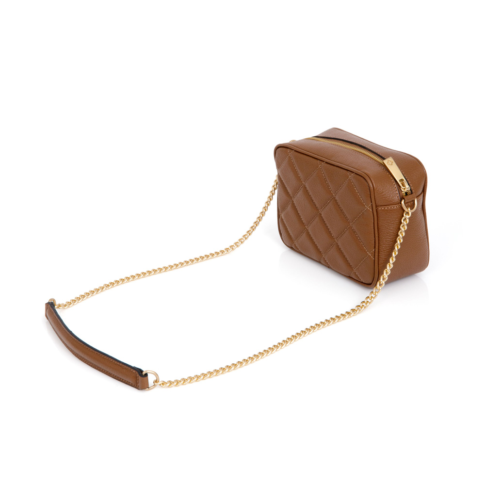BOLSA SHOULDER BAG MARROM DE COURO ALÇA CORRENTE image number 2